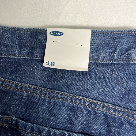 Old Navy High Rise Raw Hem Denim Shorts Medium Wash Blue Plus Size 18 New - Picture 10 of 15